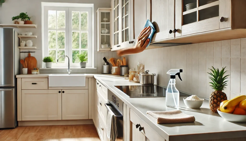 how to clean laminate kitchen cabinets