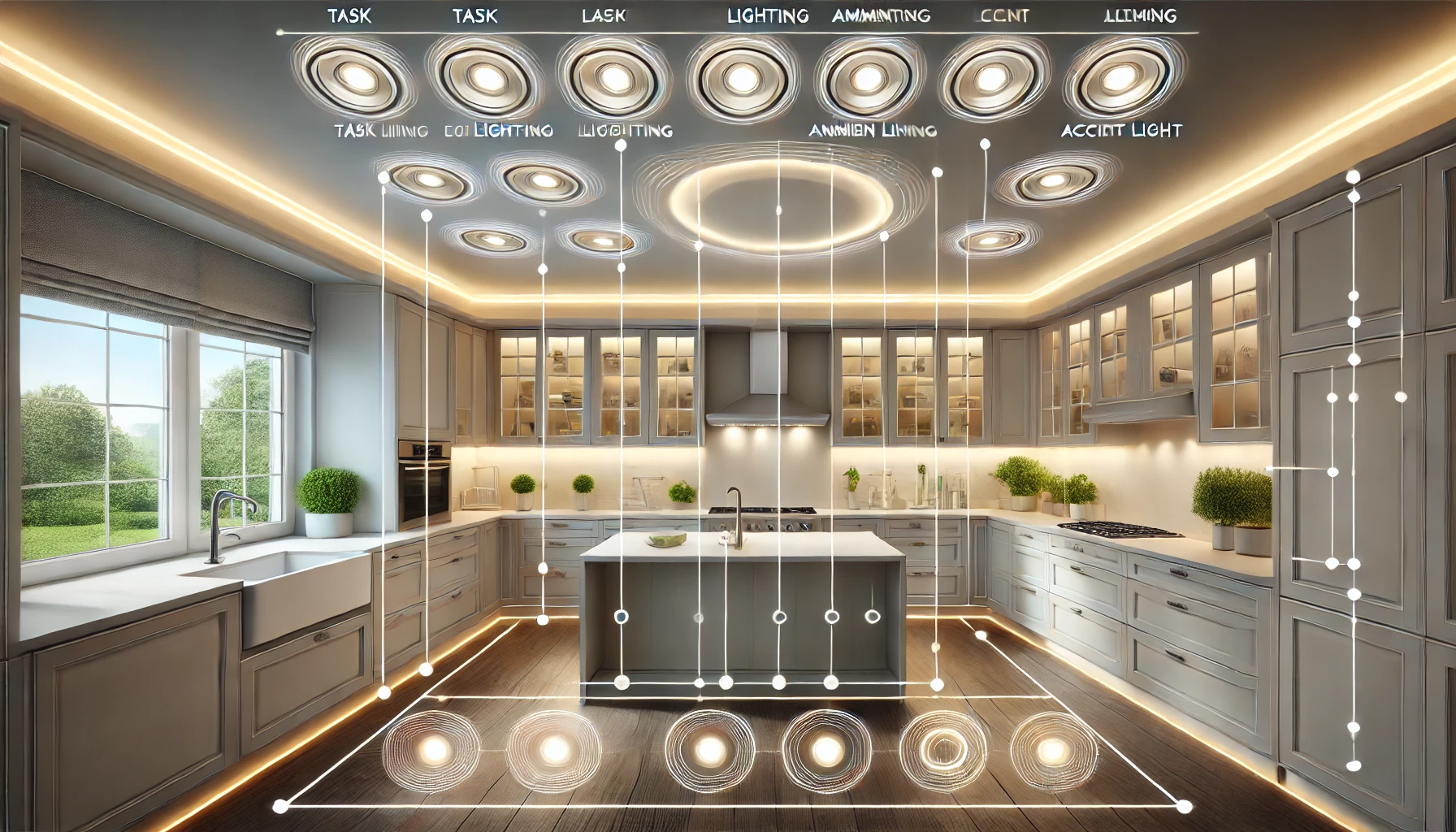 can light placement in kitchen​